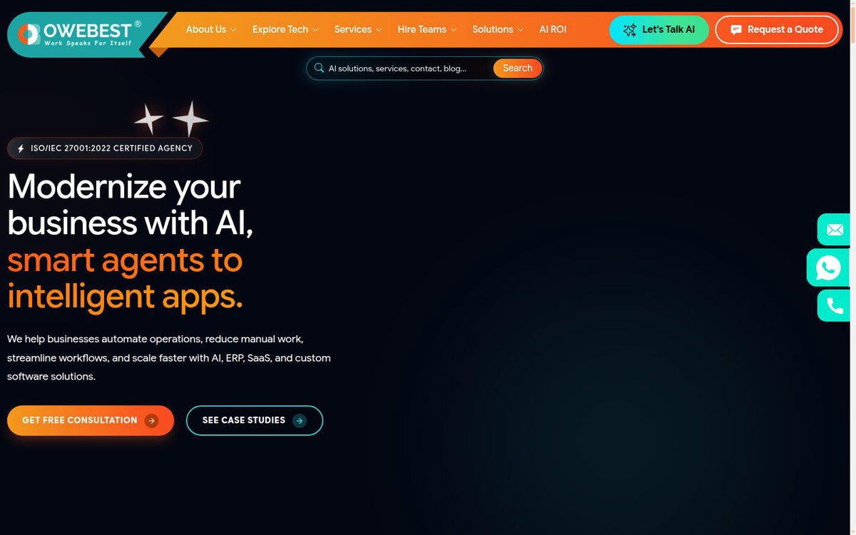 Owebest Technologies homepage